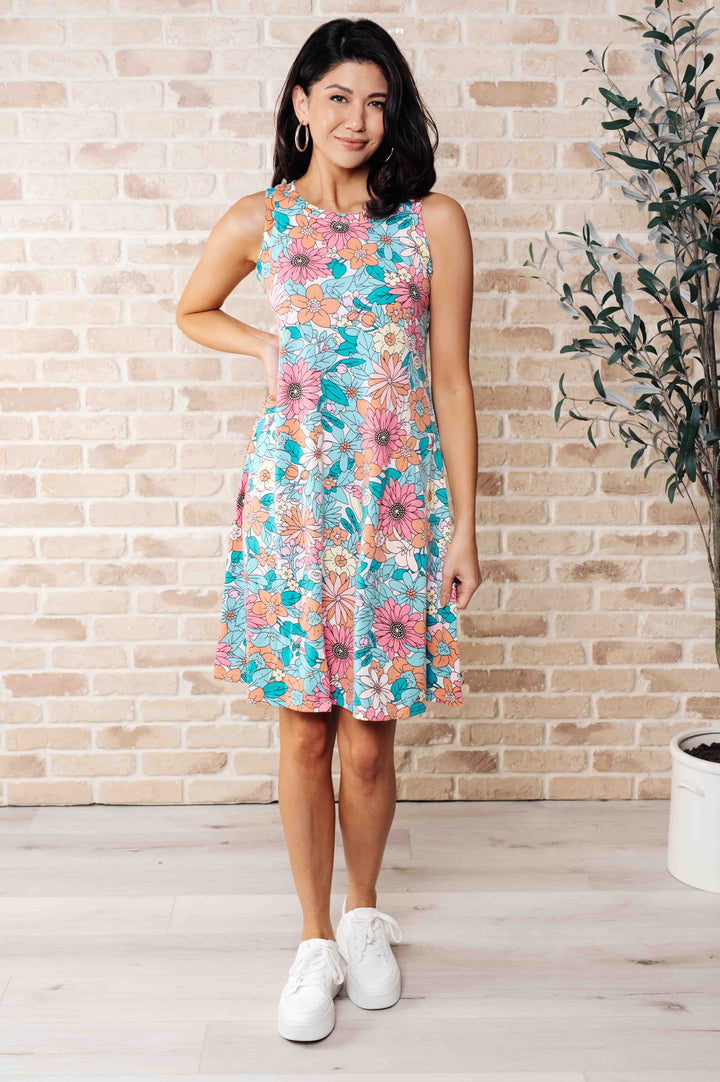 Summer Garden Sleeveless Swing Dress-Dresses-Inspired by Justeen-Women's Clothing Boutique