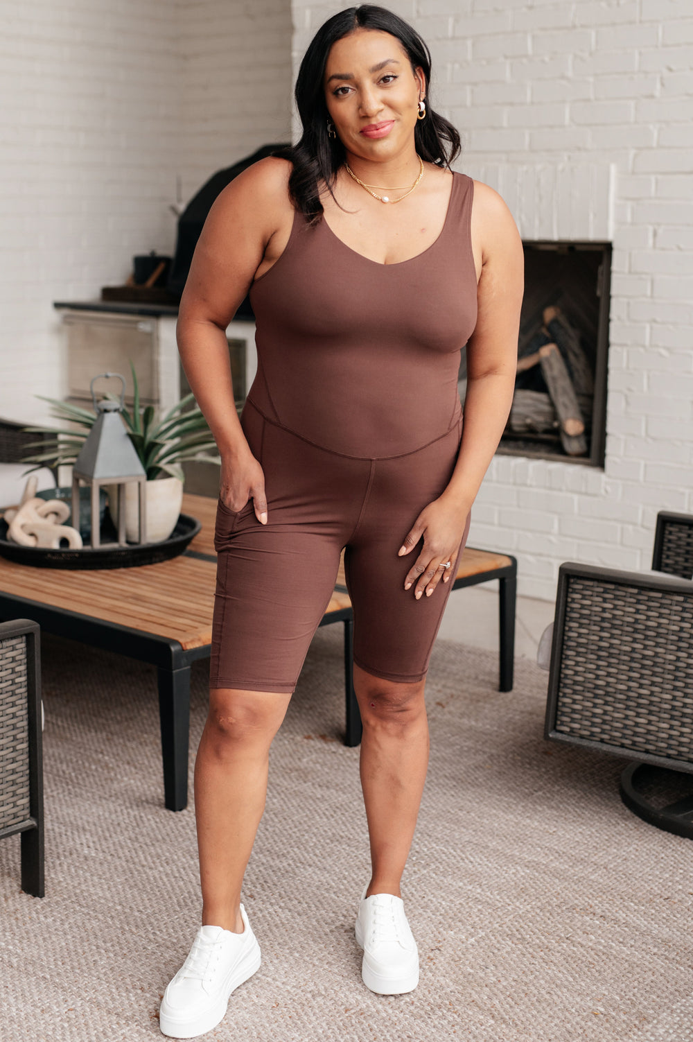 Sun Salutations Body Suit in Java-Athleisure-Inspired by Justeen-Women's Clothing Boutique in Chicago, Illinois