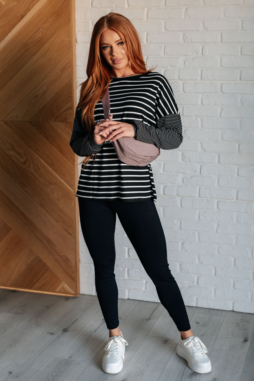 Super Clever Patchwork Striped Top in Black-110 Long Sleeve Tops-Inspired by Justeen-Women's Clothing Boutique