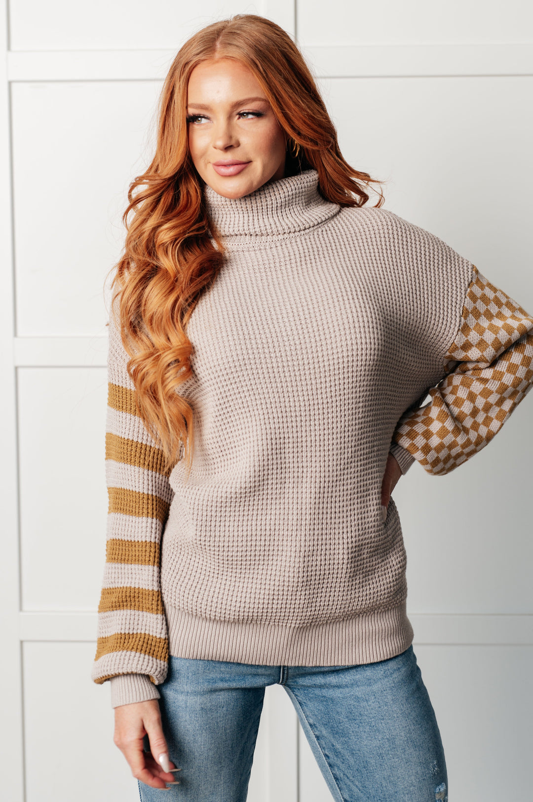 Super Seasonal Patchwork Waffle Knit Sweater-Sweaters/Sweatshirts-Inspired by Justeen-Women's Clothing Boutique