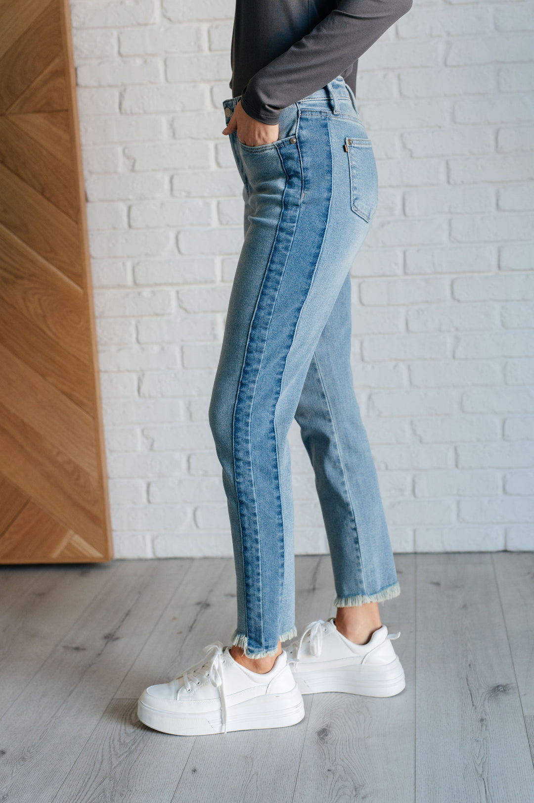 Susan High Rise Side Panel Detail Slim Jeans-Denim-Inspired by Justeen-Women's Clothing Boutique