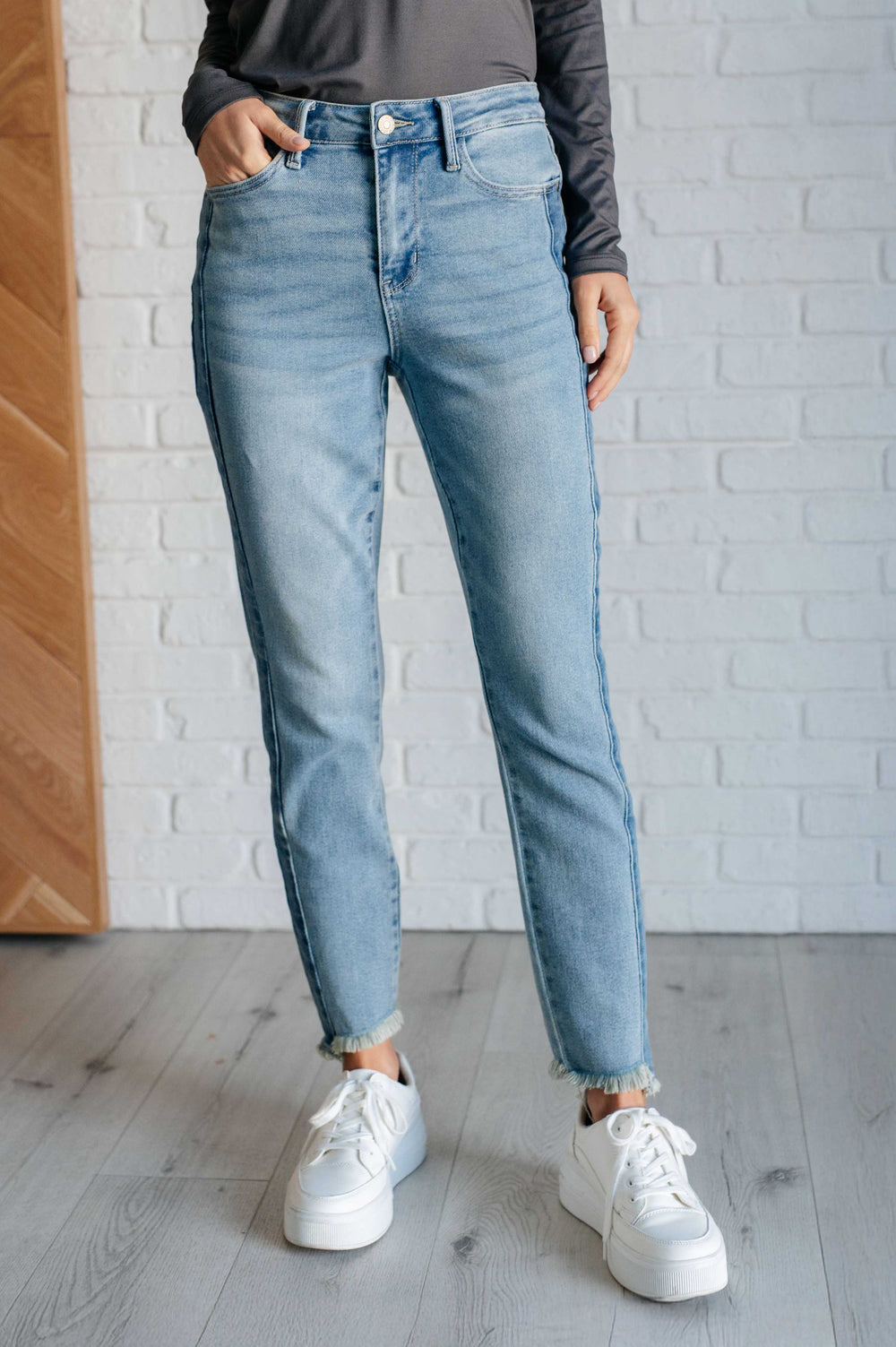 Susan High Rise Side Panel Detail Slim Jeans-Denim-Inspired by Justeen-Women's Clothing Boutique