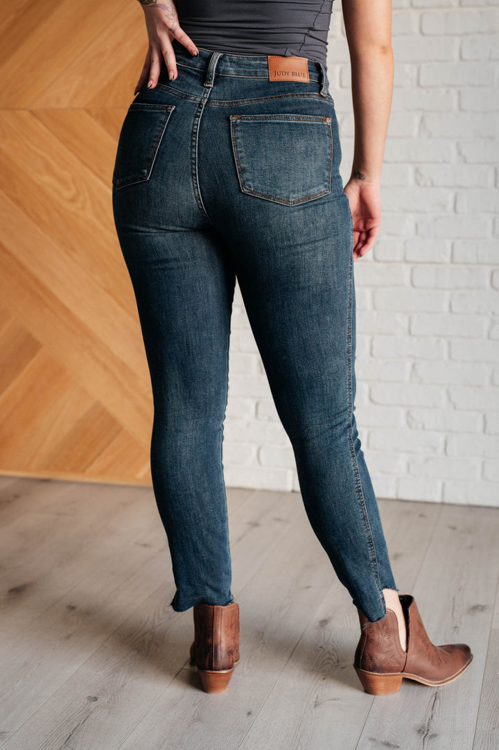 Tessa High Rise Control Top Step Hem Skinny Jeans-Denim-Inspired by Justeen-Women's Clothing Boutique