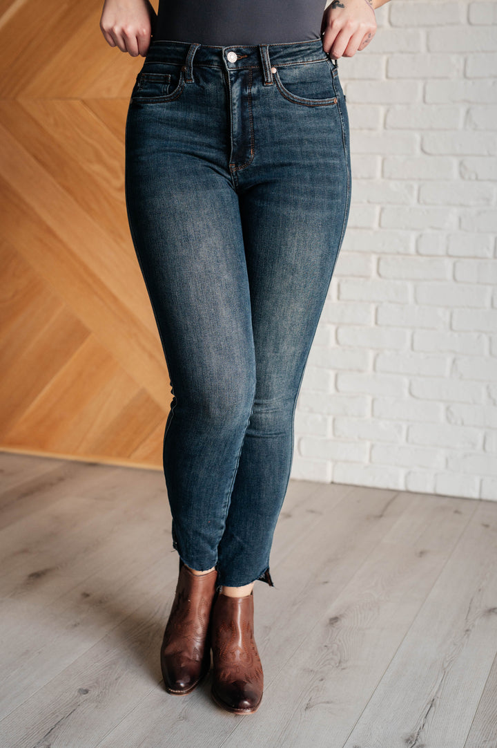 Tessa High Rise Control Top Step Hem Skinny Jeans-Denim-Inspired by Justeen-Women's Clothing Boutique