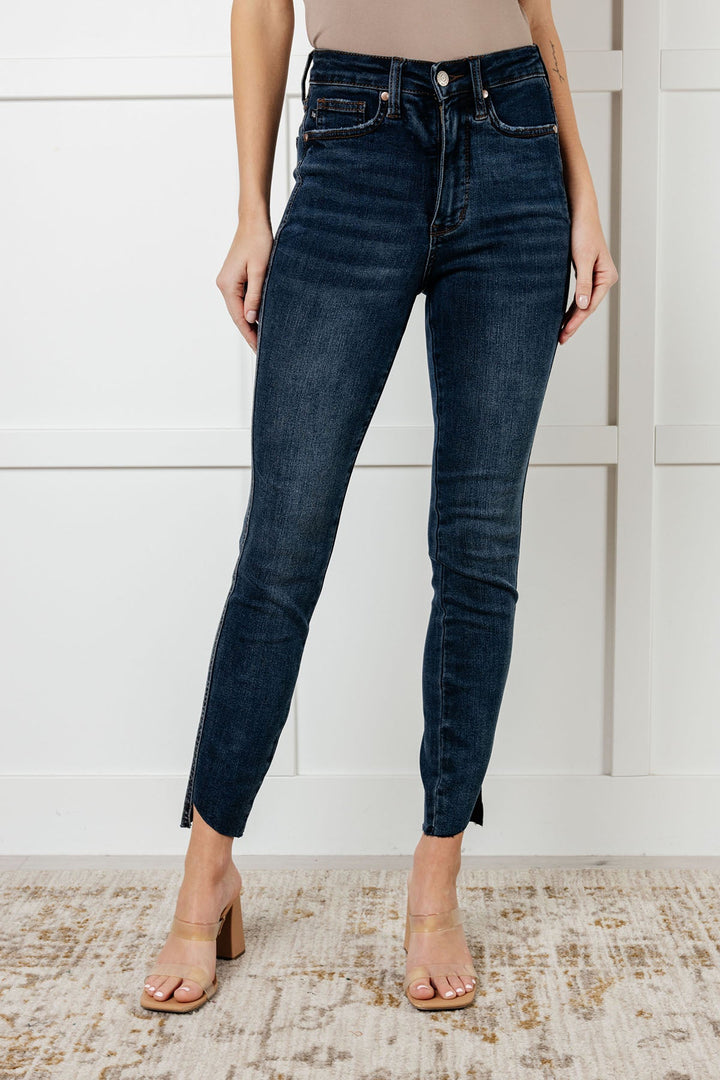 Tessa High Rise Control Top Step Hem Skinny Jeans-Denim-Inspired by Justeen-Women's Clothing Boutique