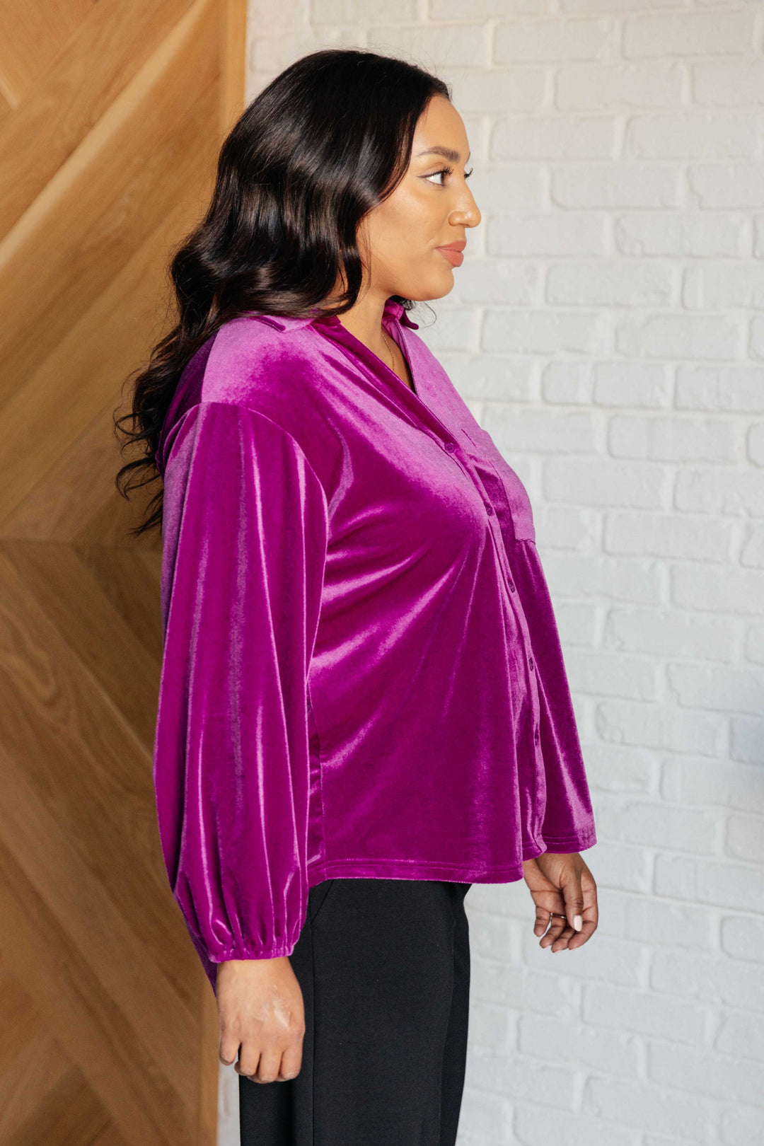 The Best Policy Velvet Balloon Sleeve Top-110 Long Sleeve Tops-Inspired by Justeen-Women's Clothing Boutique