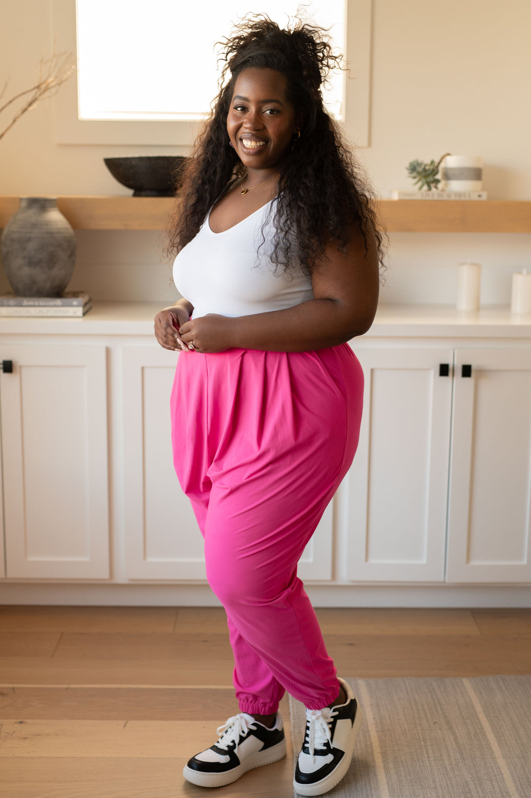 The Motive Slouch Jogger in Hot Pink-Pants-Inspired by Justeen-Women's Clothing Boutique