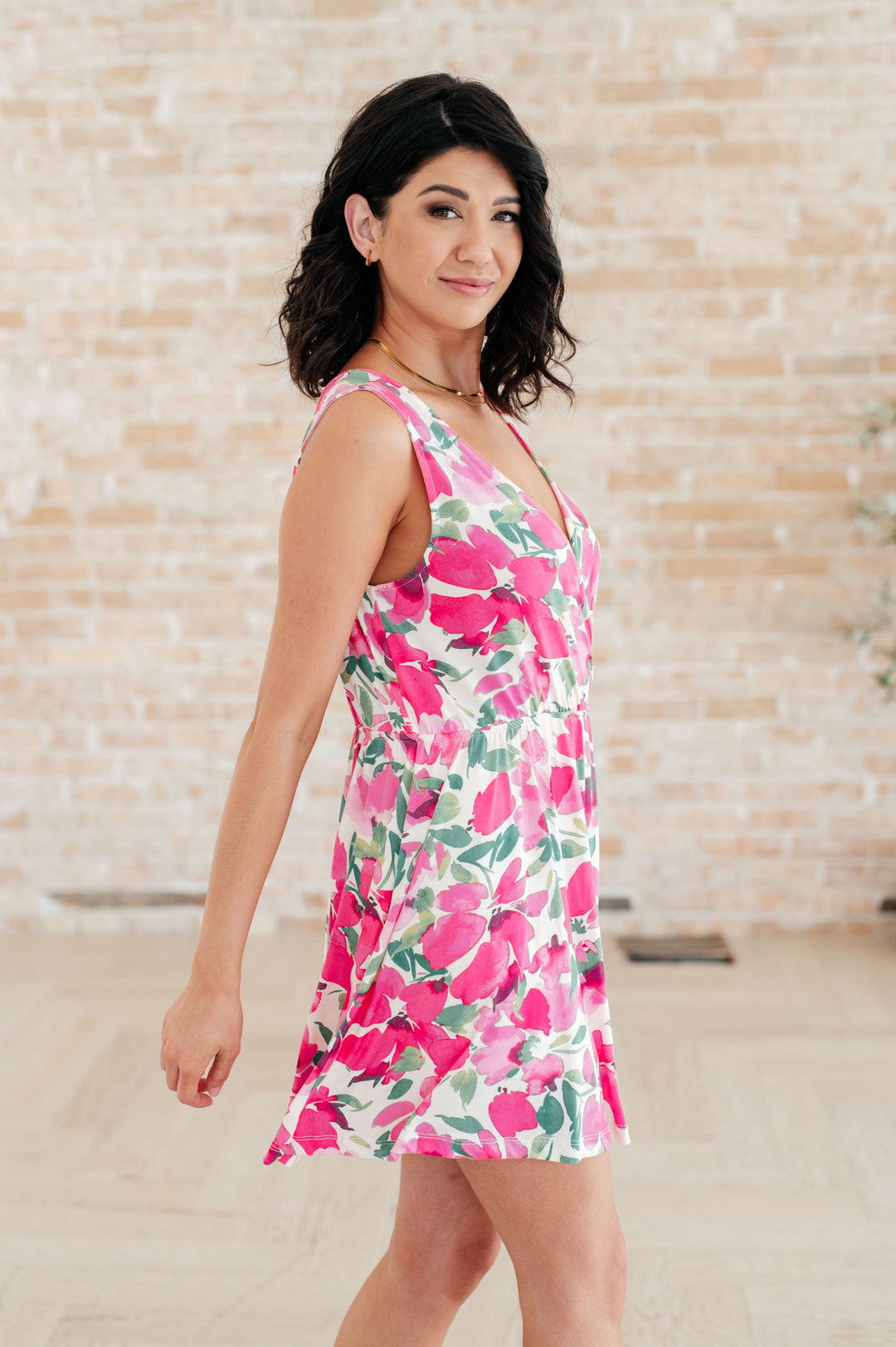 The Suns Been Quite Kind V-Neck Dress in Pink-Dresses-Inspired by Justeen-Women's Clothing Boutique in Chicago, Illinois