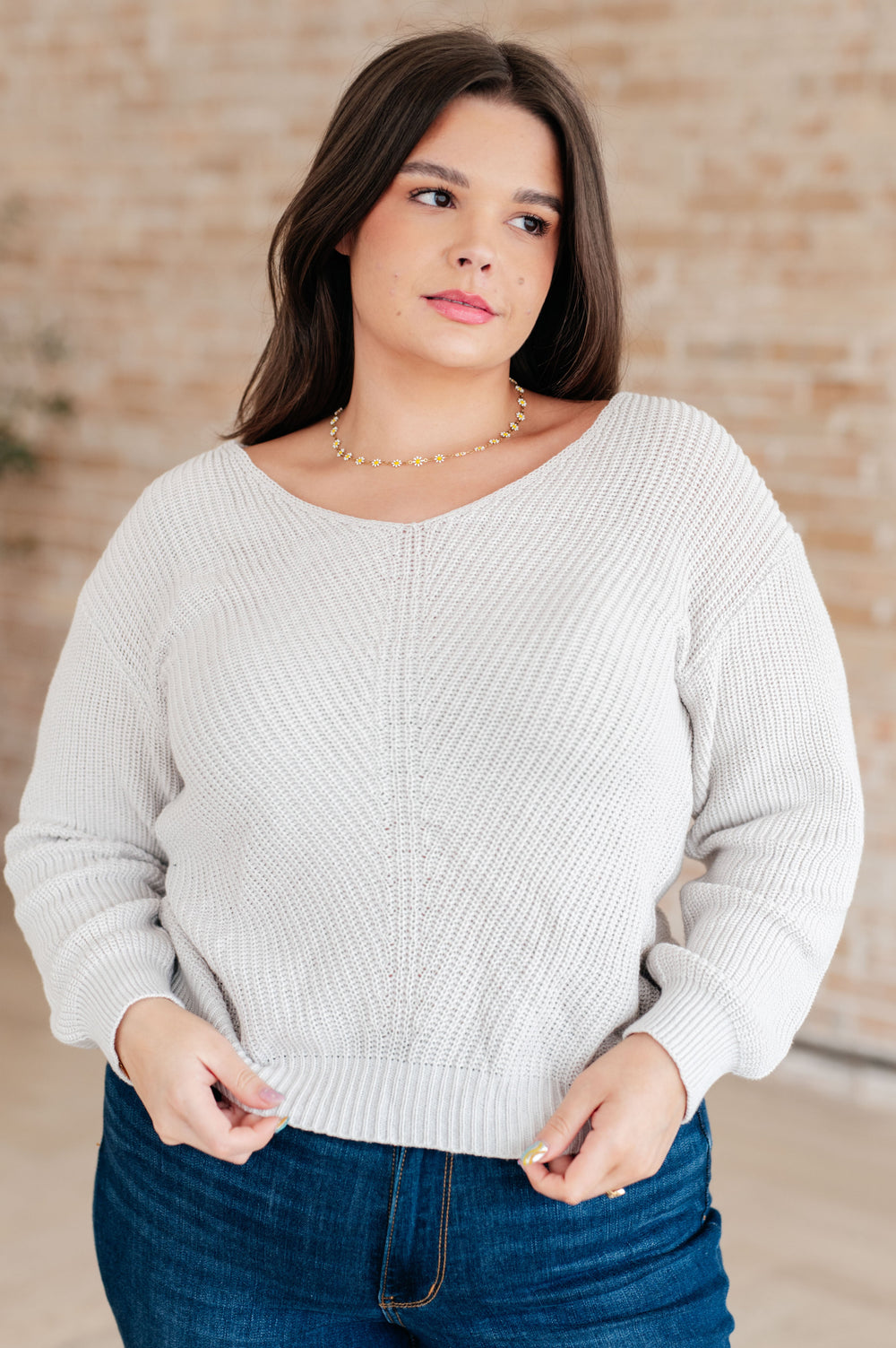 Told You So Ribbed Knit V Neck Sweater-Sweaters/Sweatshirts-Inspired by Justeen-Women's Clothing Boutique