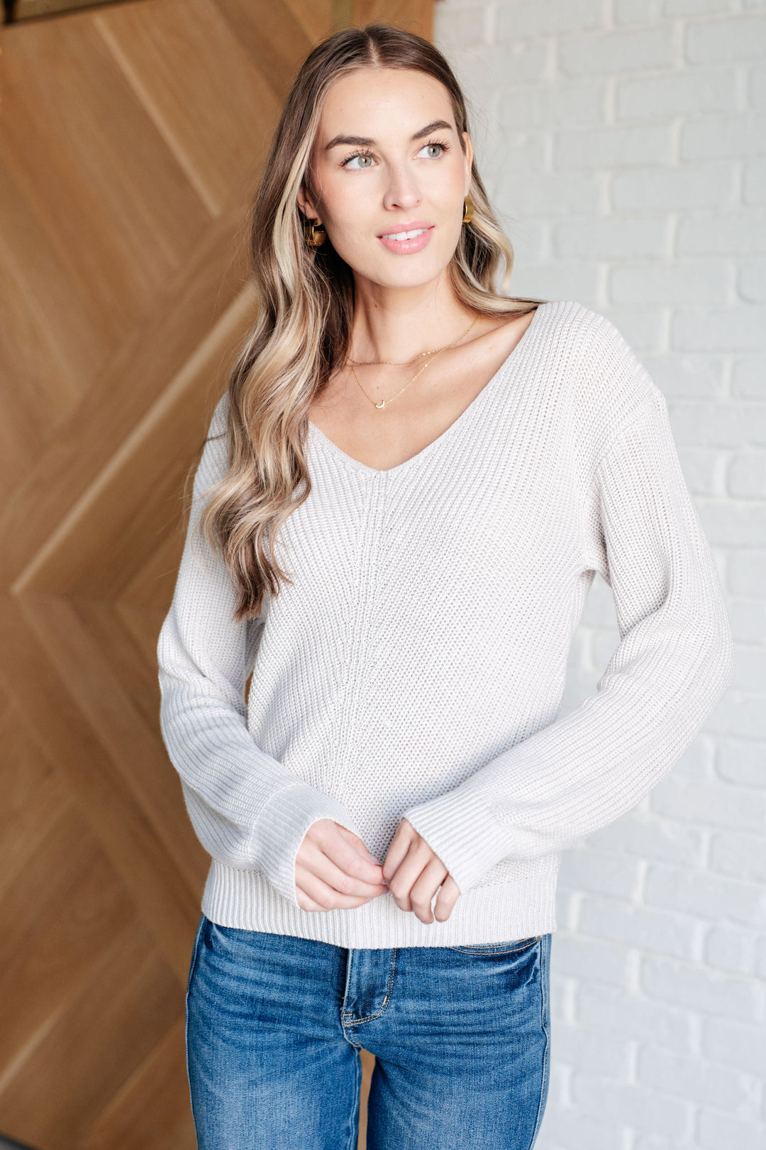 Told You So Ribbed Knit V Neck Sweater-Sweaters/Sweatshirts-Inspired by Justeen-Women's Clothing Boutique