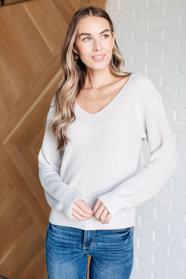 Told You So Ribbed Knit V Neck Sweater-Sweaters/Sweatshirts-Inspired by Justeen-Women's Clothing Boutique