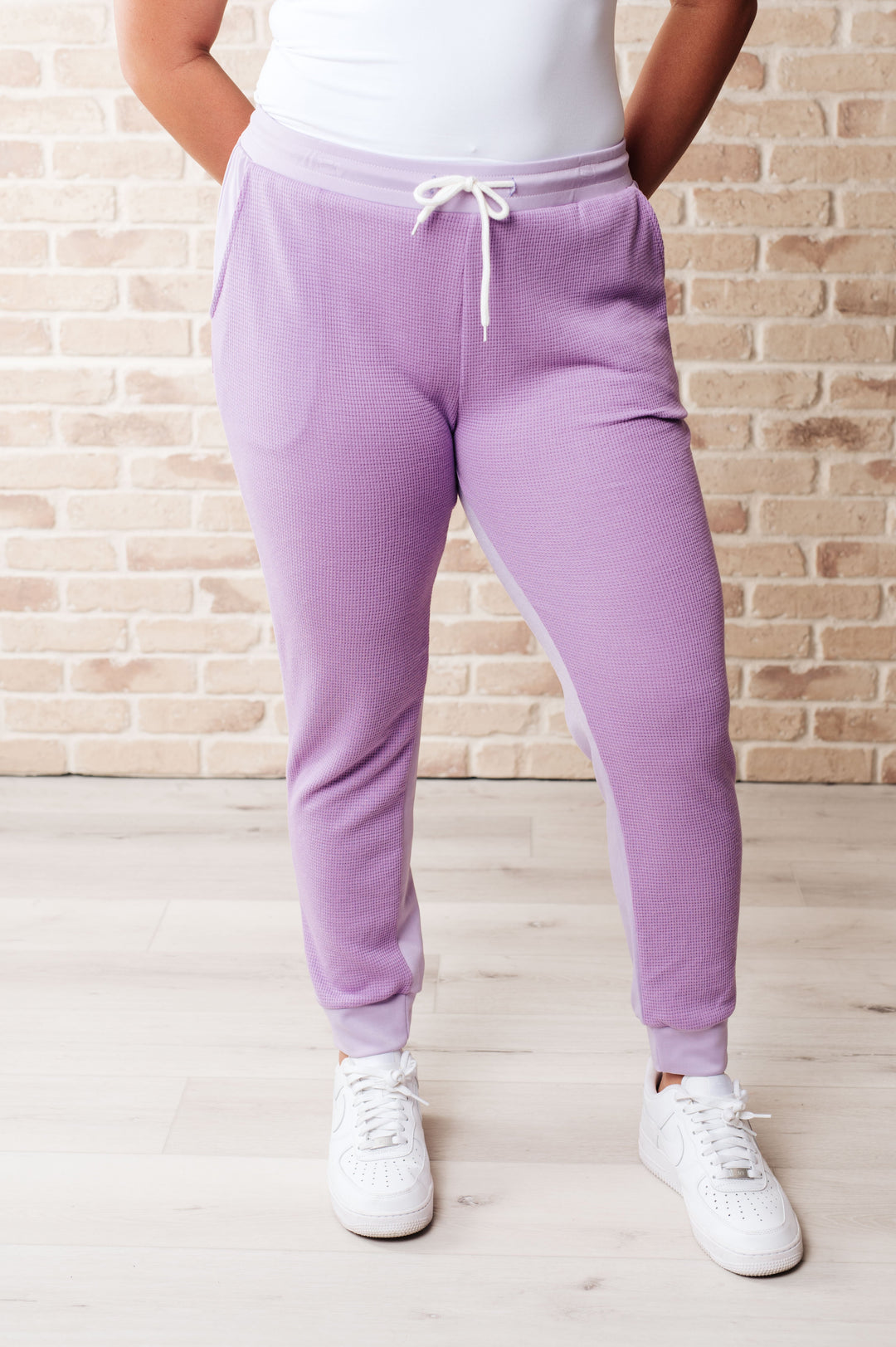 Tommy Two Tone Waffle Joggers Purple-Pants-Inspired by Justeen-Women's Clothing Boutique