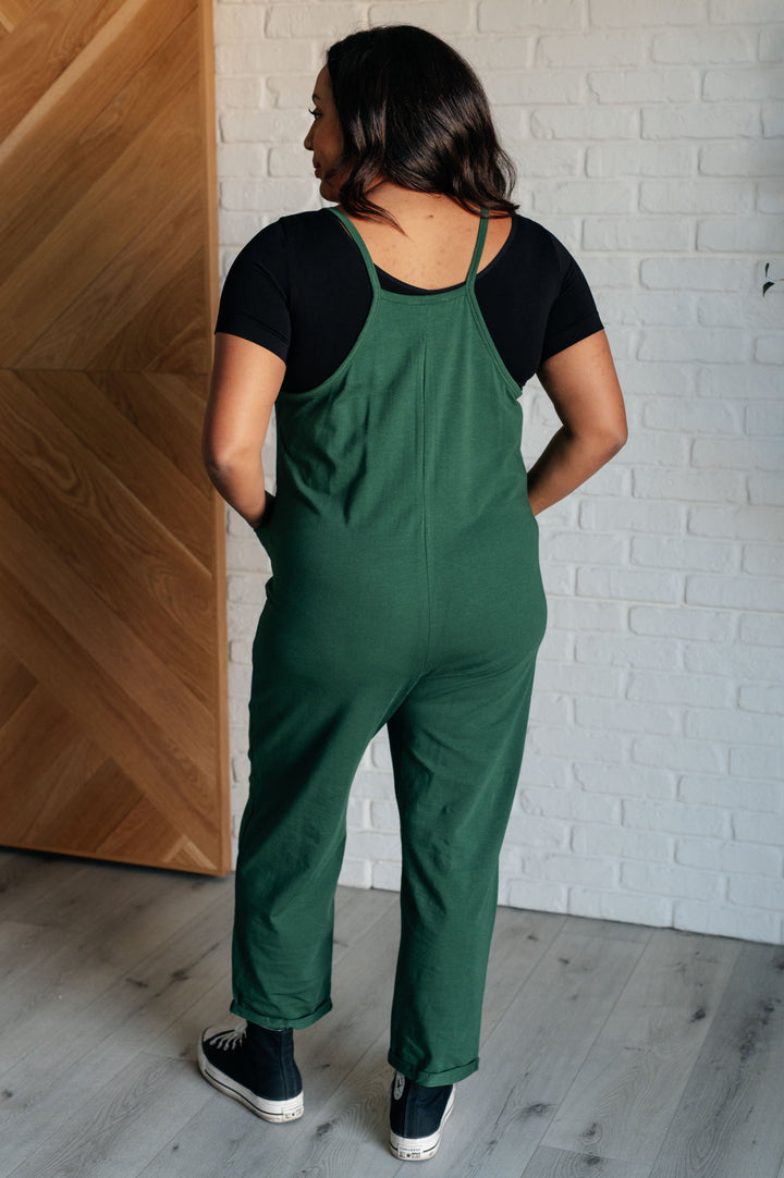 Totally Me Spaghetti Strap Jumpsuit in Dark Green-Jumpsuits & Rompers-Inspired by Justeen-Women's Clothing Boutique