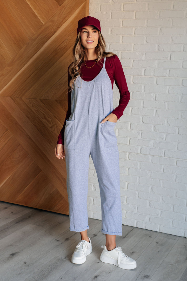 Totally Me Spaghetti Strap Jumpsuit in Heather Grey-Jumpsuits & Rompers-Inspired by Justeen-Women's Clothing Boutique