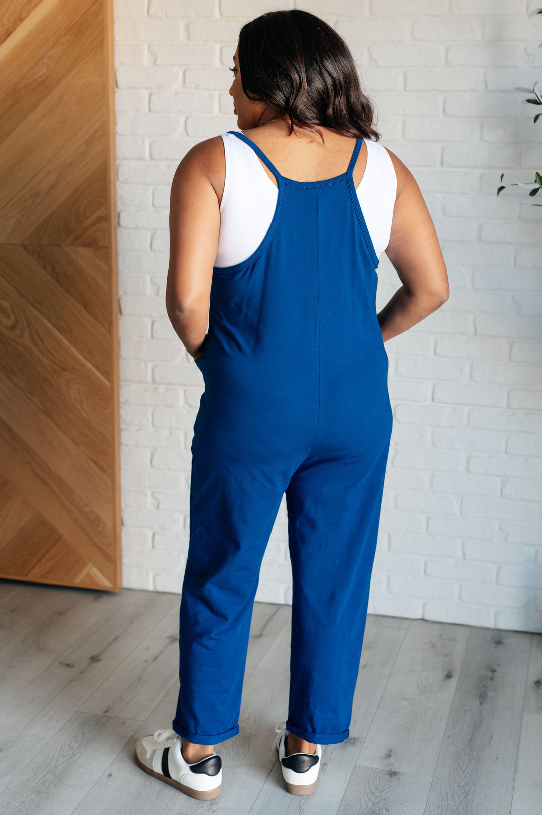 Totally Me Spaghetti Strap Jumpsuit in Light Navy-Jumpsuits & Rompers-Inspired by Justeen-Women's Clothing Boutique