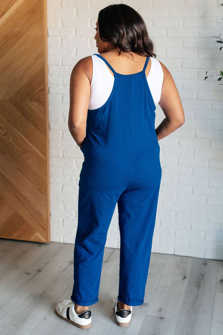 Totally Me Spaghetti Strap Jumpsuit in Light Navy-Jumpsuits & Rompers-Inspired by Justeen-Women's Clothing Boutique