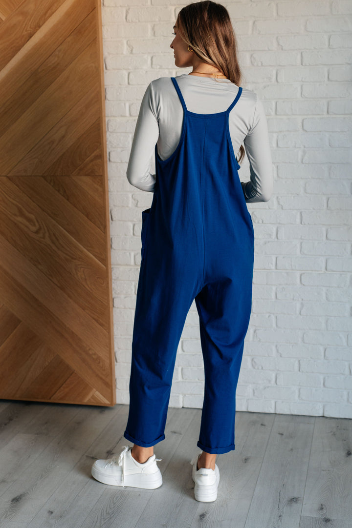 Totally Me Spaghetti Strap Jumpsuit in Light Navy-Jumpsuits & Rompers-Inspired by Justeen-Women's Clothing Boutique