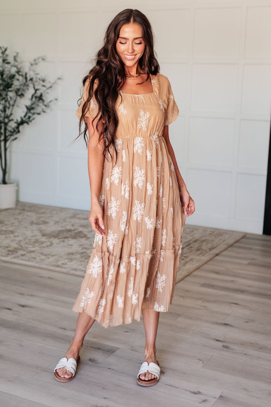 Trusting My Intuition Balloon Sleeve Dress in Camel-Dresses-Inspired by Justeen-Women's Clothing Boutique