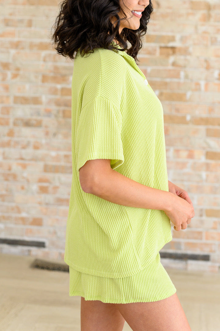 Two's Company Ribbed Button Down-Short Sleeve Tops-Inspired by Justeen-Women's Clothing Boutique