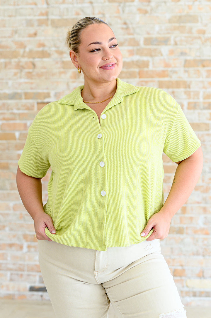 Two's Company Ribbed Button Down-Short Sleeve Tops-Inspired by Justeen-Women's Clothing Boutique