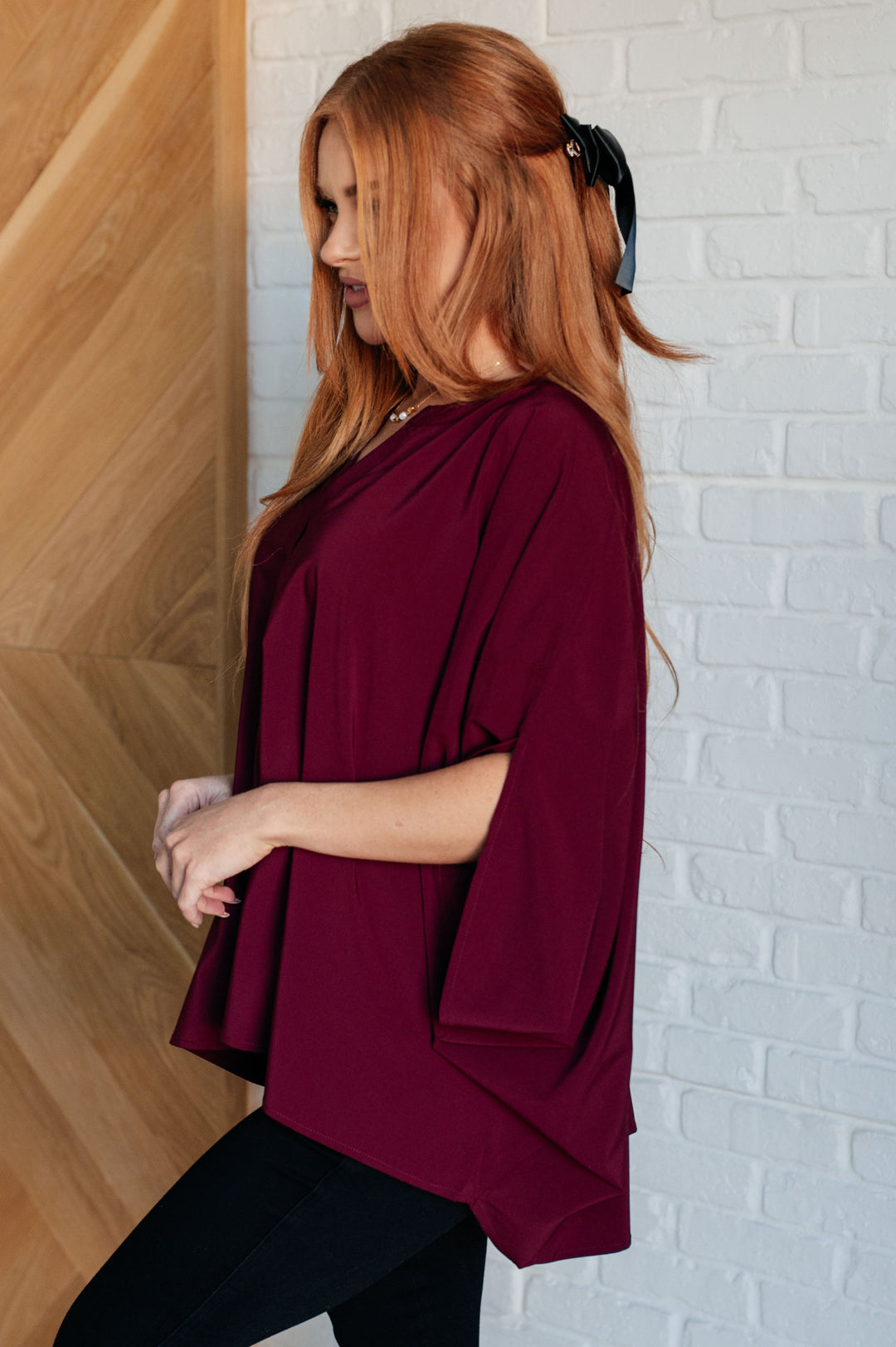 Universal Philosophy Blouse in Wine-110 Long Sleeve Tops-Inspired by Justeen-Women's Clothing Boutique