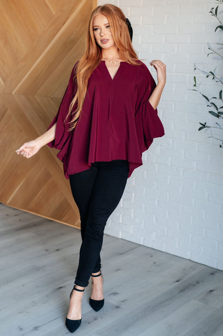 Universal Philosophy Blouse in Wine-110 Long Sleeve Tops-Inspired by Justeen-Women's Clothing Boutique