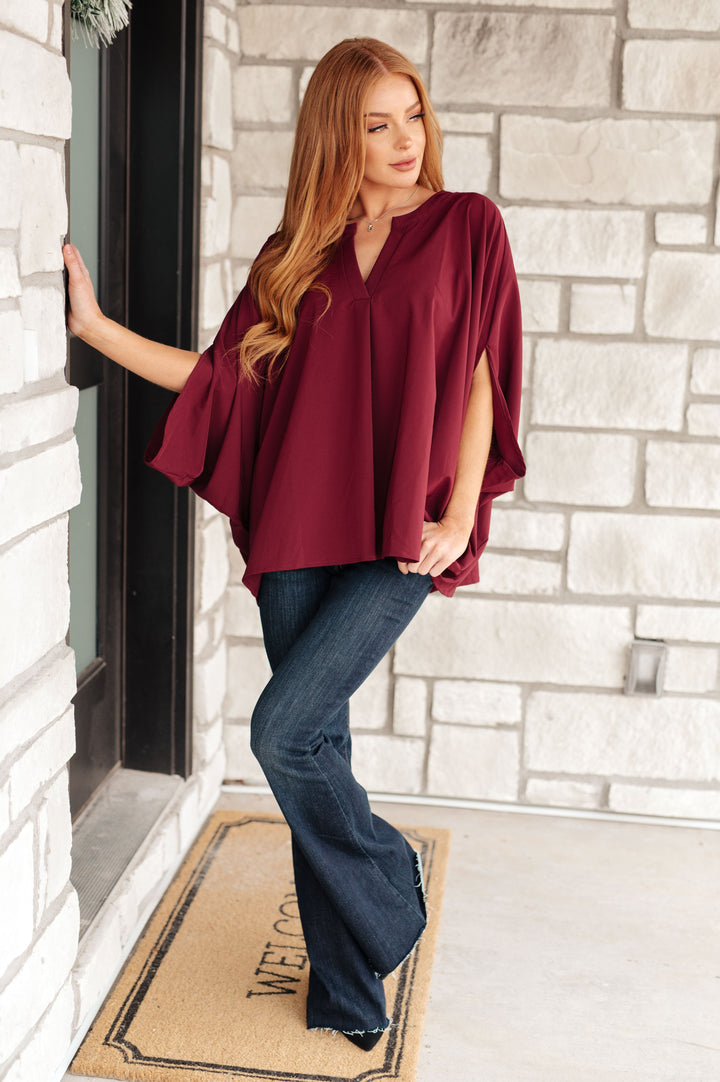 Universal Philosophy Blouse in Wine-110 Long Sleeve Tops-Inspired by Justeen-Women's Clothing Boutique