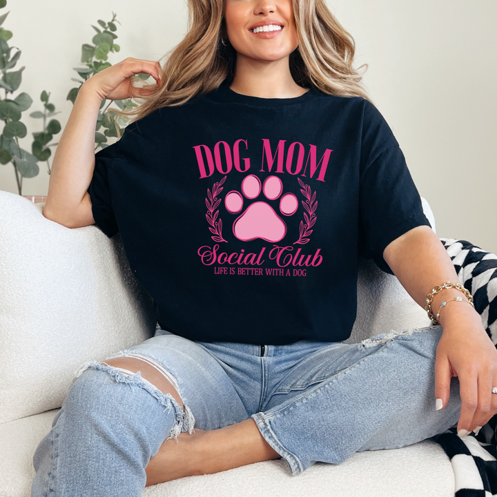 Dog Mom Social Club Graphic Tee-Womens-Inspired by Justeen-Women's Clothing Boutique