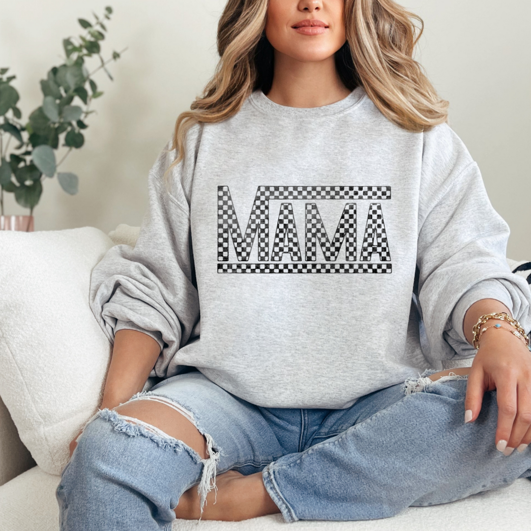 Checkered Mama Graphic Sweatshirt-Womens-Inspired by Justeen-Women's Clothing Boutique