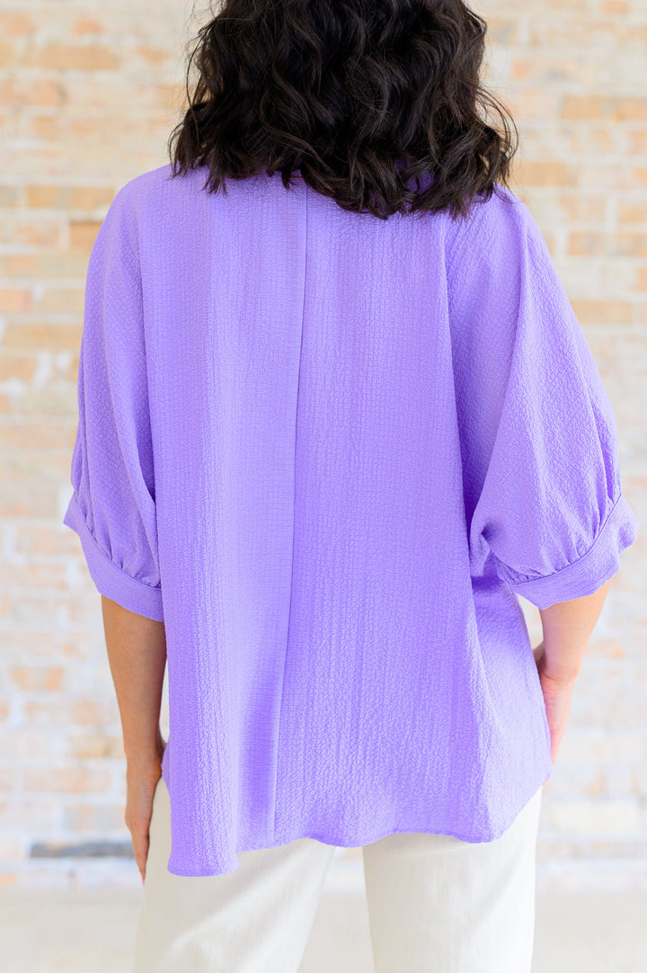 Up For Anything V-Neck Blouse in Lavender-Short Sleeve Tops-Inspired by Justeen-Women's Clothing Boutique