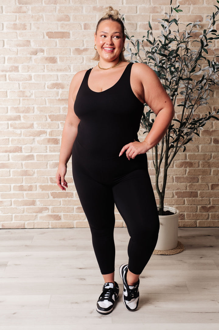 Way to Push Active Bodysuit in Black-Tank Tops-Inspired by Justeen-Women's Clothing Boutique