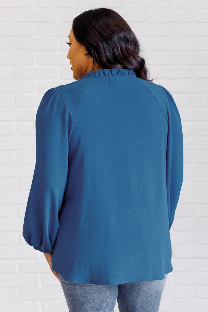 We Believe Keyhole Tie Detail Blouse-110 Long Sleeve Tops-Inspired by Justeen-Women's Clothing Boutique