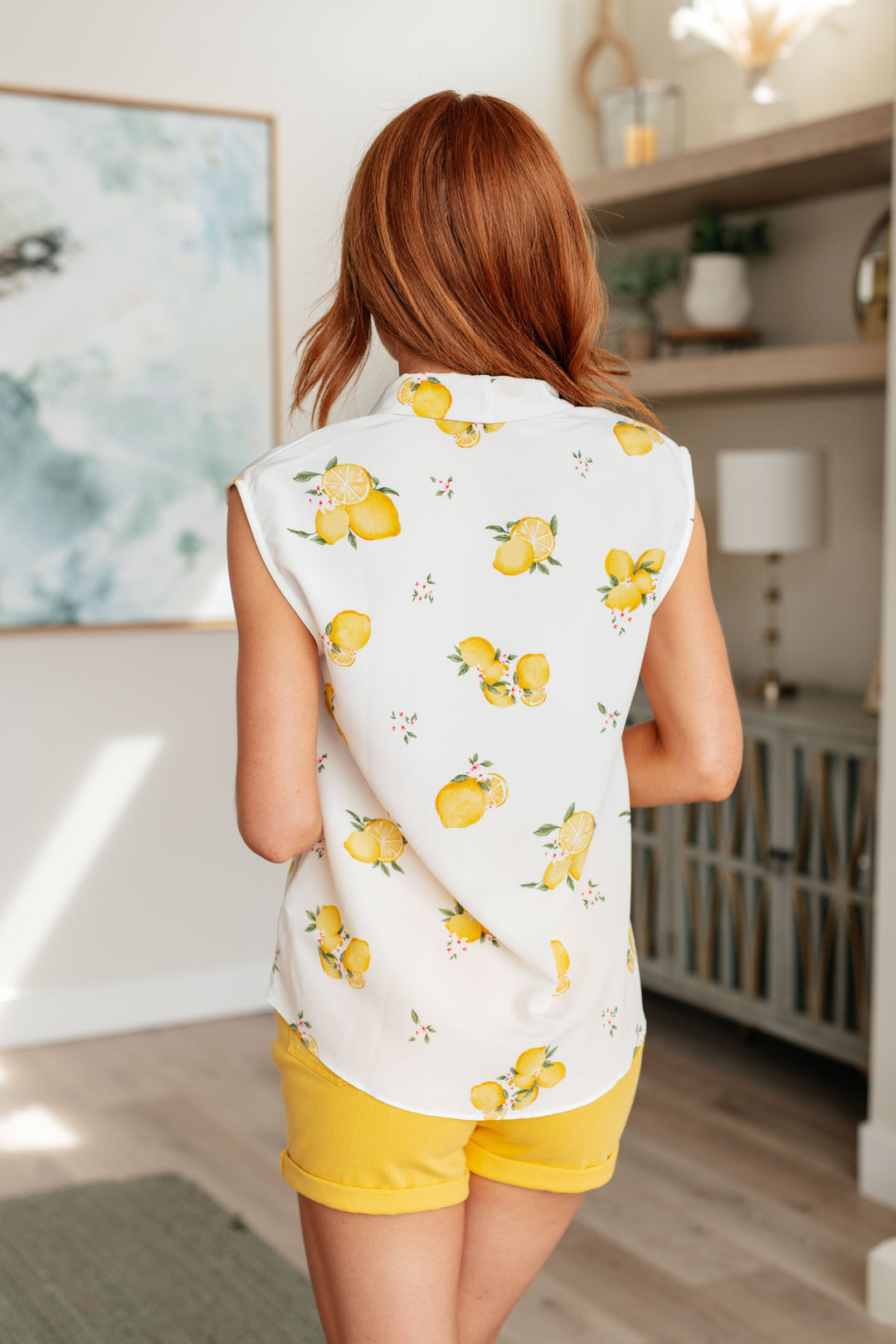 When Life Gives You Lemons Sleeveless Blouse-Tank Tops-Inspired by Justeen-Women's Clothing Boutique in Chicago, Illinois