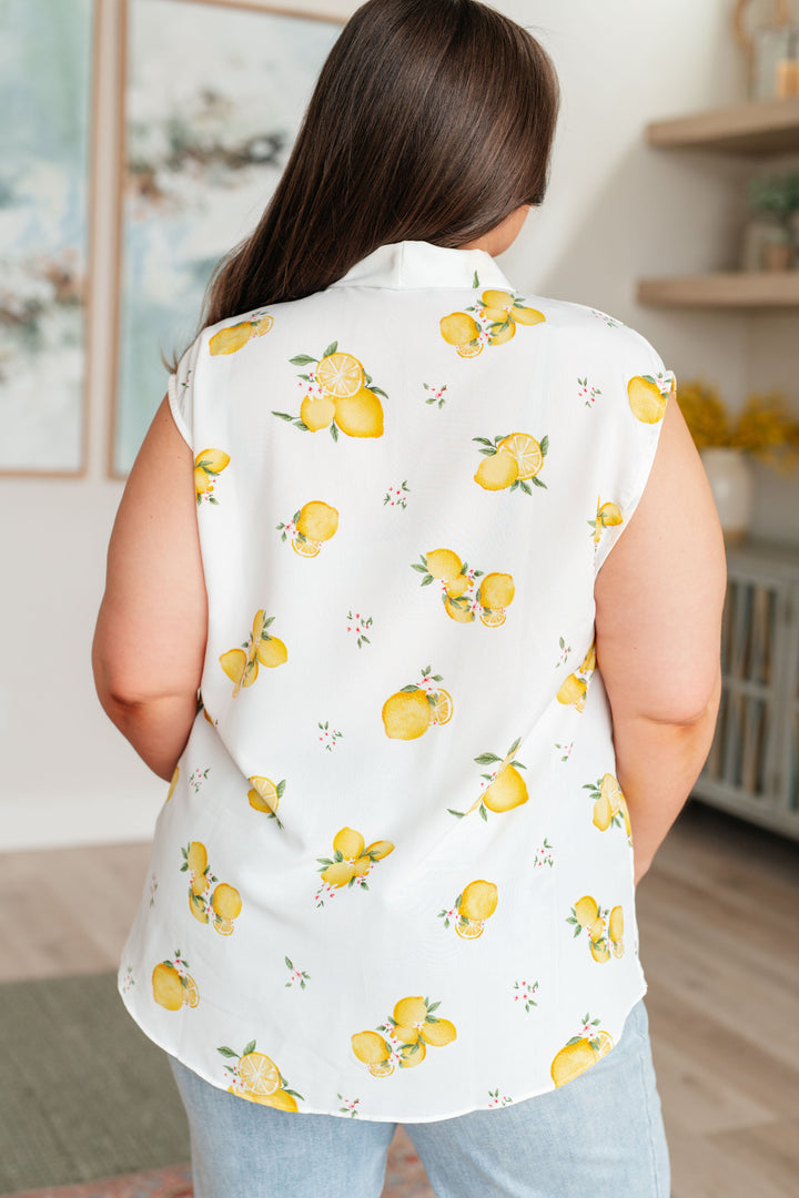 When Life Gives You Lemons Sleeveless Blouse-Tank Tops-Inspired by Justeen-Women's Clothing Boutique in Chicago, Illinois