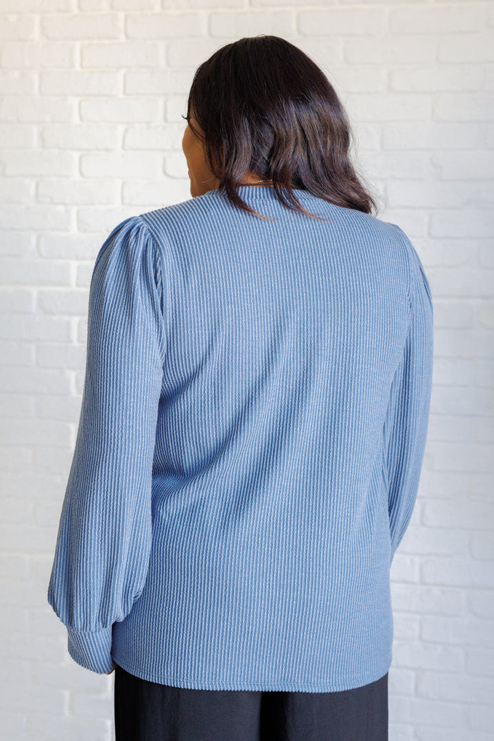 When the Sun Goes Down Mineral Wash Ribbed Knit Top in Vintage Denim-110 Long Sleeve Tops-Inspired by Justeen-Women's Clothing Boutique