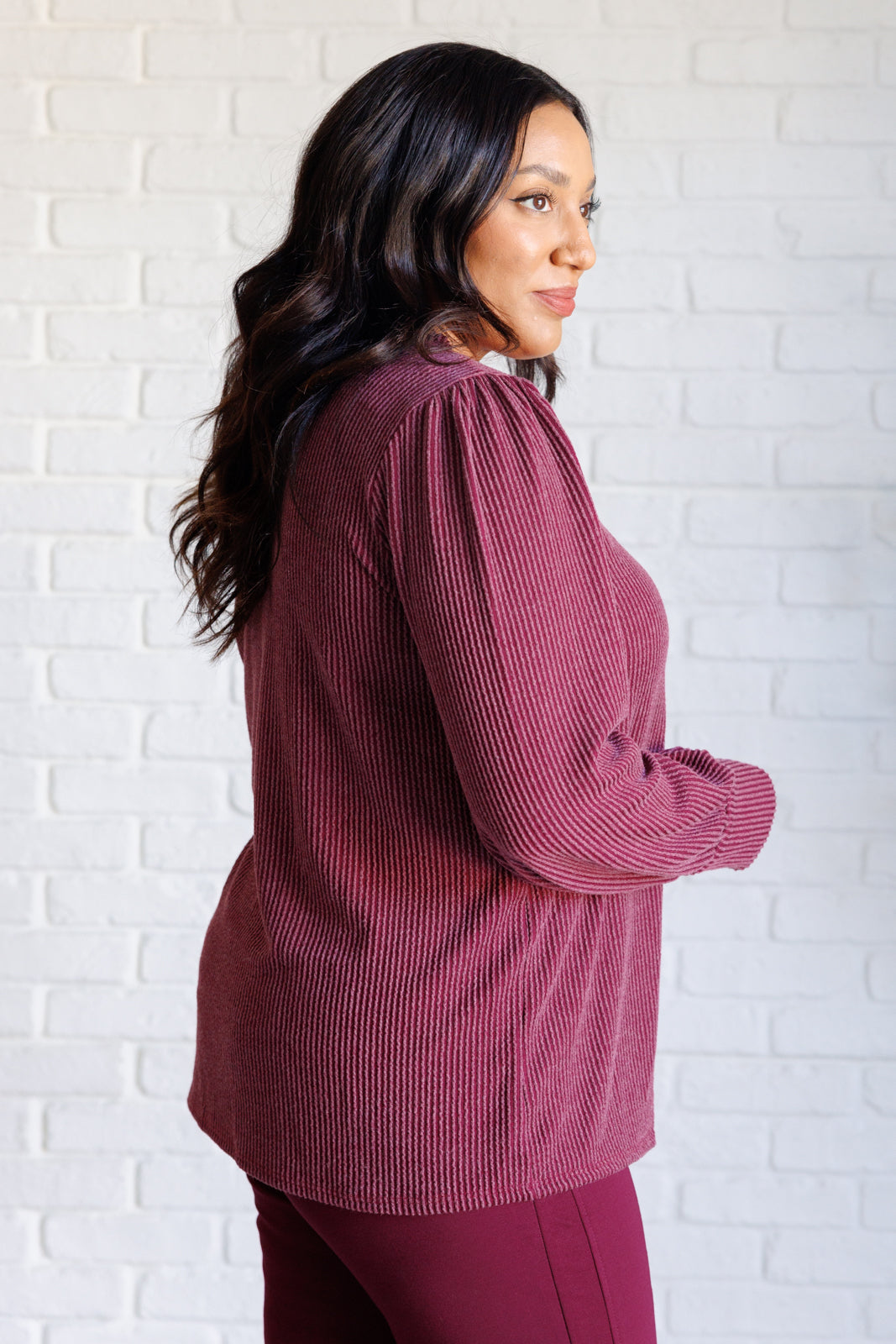 When the Sun Goes Down Mineral Wash Ribbed Knit Top in Wine-110 Long Sleeve Tops-Inspired by Justeen-Women's Clothing Boutique