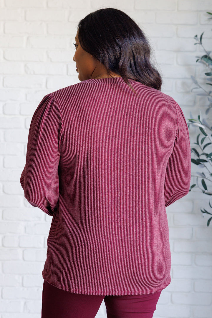 When the Sun Goes Down Mineral Wash Ribbed Knit Top in Wine-110 Long Sleeve Tops-Inspired by Justeen-Women's Clothing Boutique