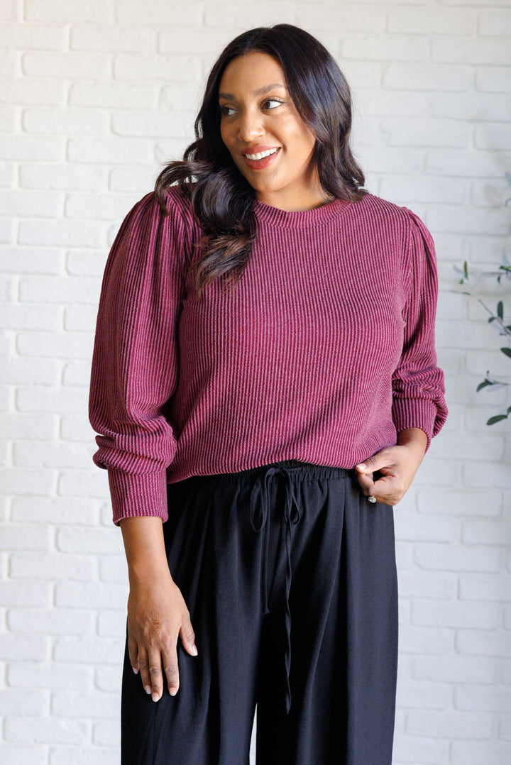 When the Sun Goes Down Mineral Wash Ribbed Knit Top in Wine-110 Long Sleeve Tops-Inspired by Justeen-Women's Clothing Boutique