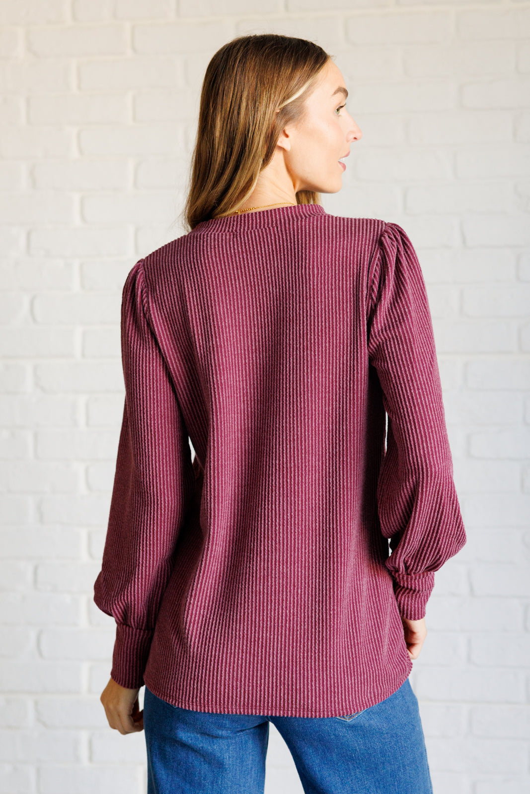 When the Sun Goes Down Mineral Wash Ribbed Knit Top in Wine-110 Long Sleeve Tops-Inspired by Justeen-Women's Clothing Boutique