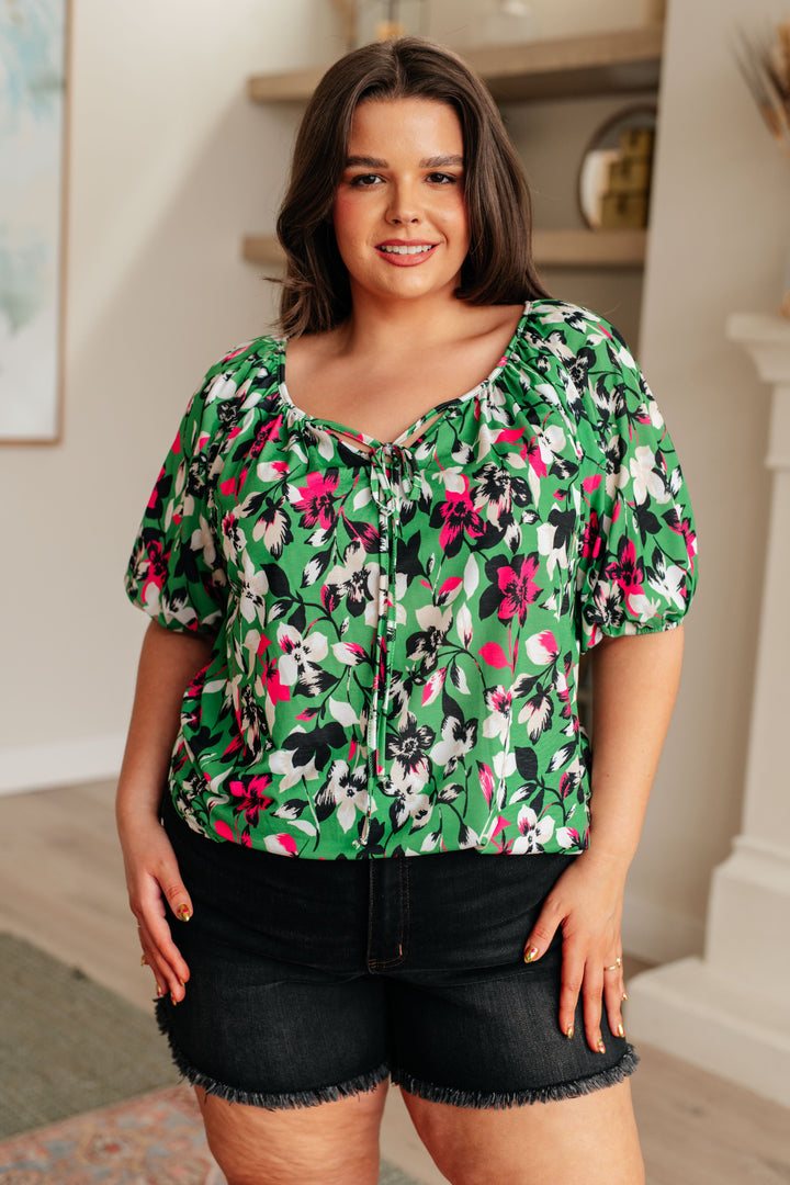 Wild and Bright Floral Top-100 Short Sleeve Tops-Inspired by Justeen-Women's Clothing Boutique in Chicago, Illinois