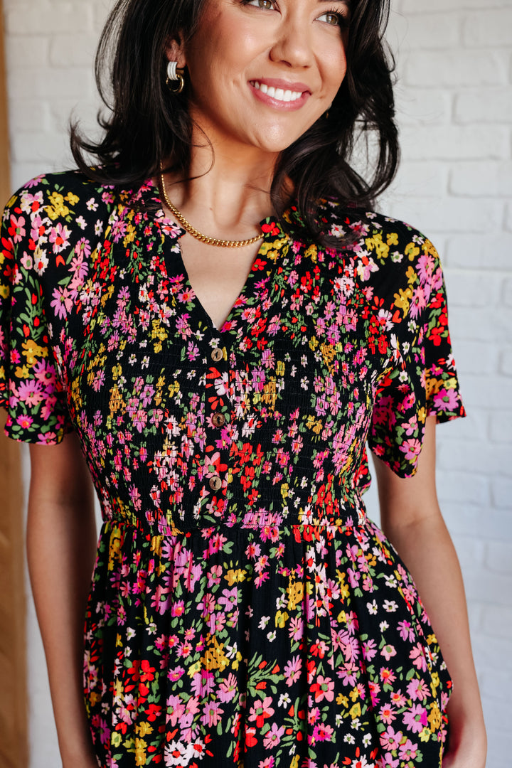 Wildflower and Barley V-Neck Button Up Dress-Dresses-Inspired by Justeen-Women's Clothing Boutique