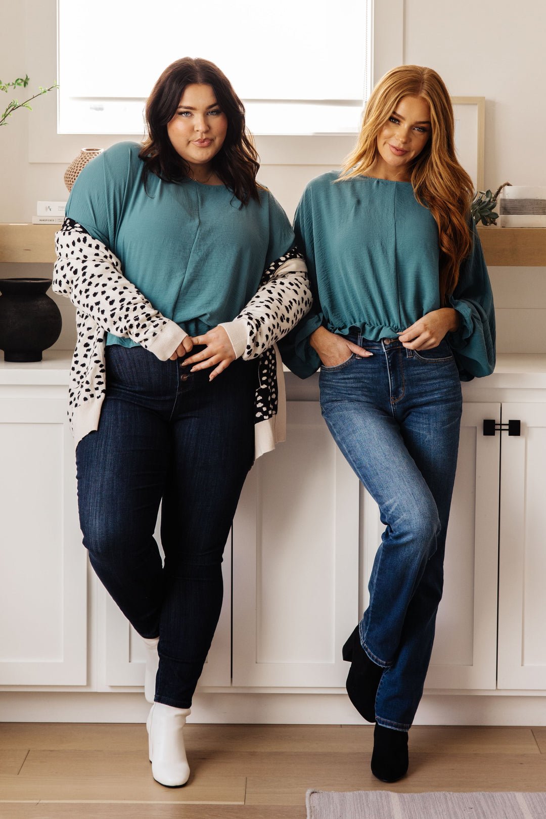 Winging It Ruffle Detail Top in Teal-110 Long Sleeve Tops-Inspired by Justeen-Women's Clothing Boutique