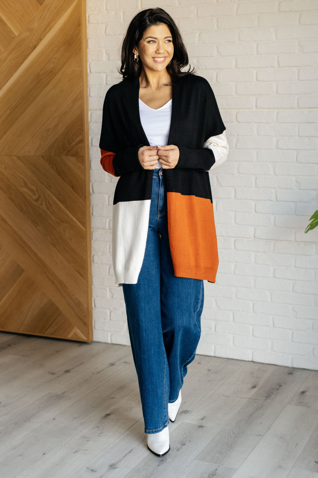 Writer's Block Color Block Open Front Cardigan-Cardigans + Kimonos-Inspired by Justeen-Women's Clothing Boutique