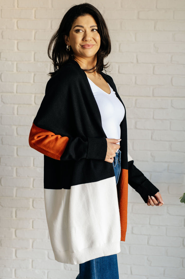 Writer's Block Color Block Open Front Cardigan-Cardigans + Kimonos-Inspired by Justeen-Women's Clothing Boutique