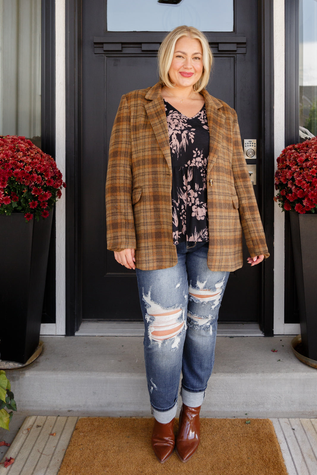 World Class Plaid Blazer-Outerwear-Inspired by Justeen-Women's Clothing Boutique