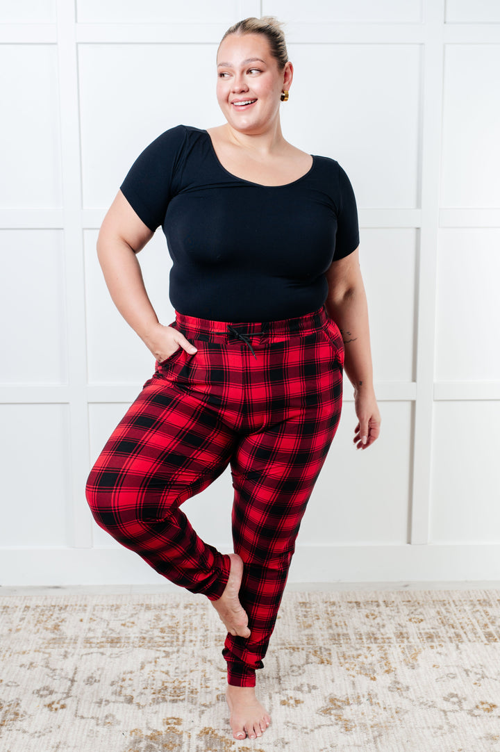 Your New Favorite Joggers in Red Plaid-Pants-Inspired by Justeen-Women's Clothing Boutique