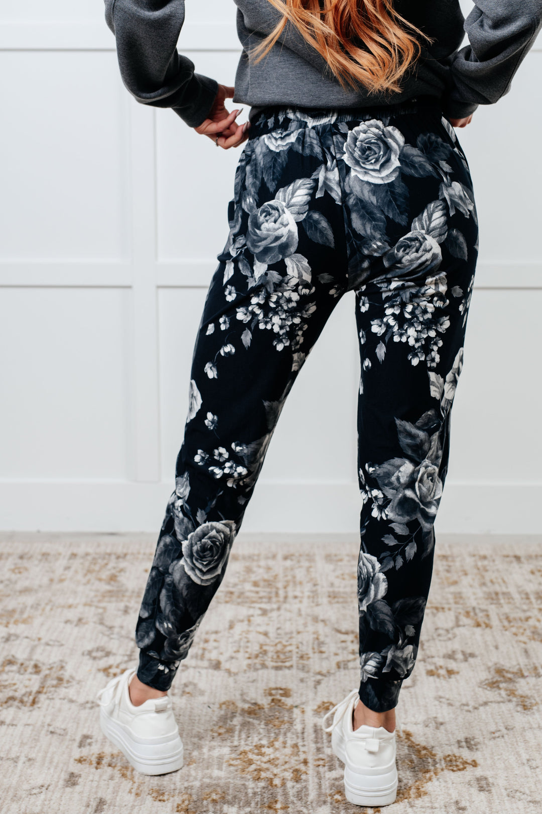 Your New Favorite Joggers in Rose Print-Pants-Inspired by Justeen-Women's Clothing Boutique