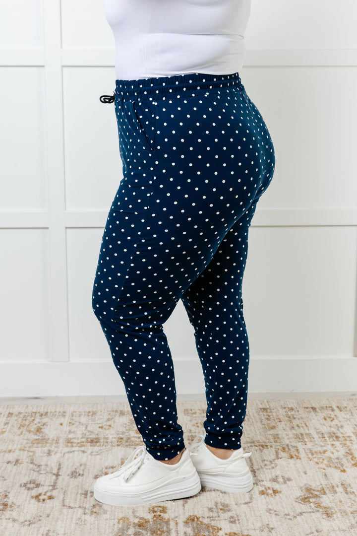 Your New Favorite Joggers in White Polka Dot-Pants-Inspired by Justeen-Women's Clothing Boutique