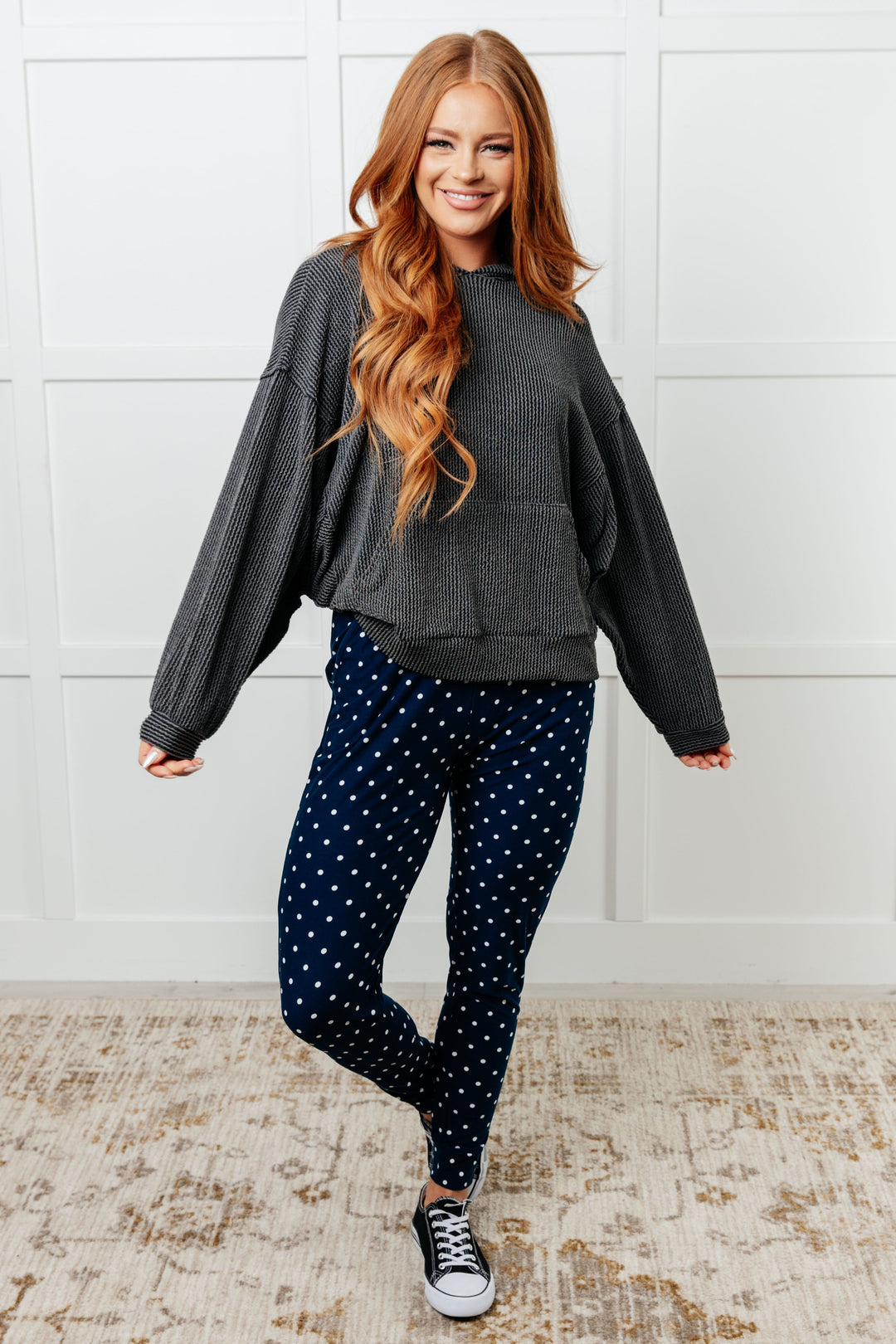 Your New Favorite Joggers in White Polka Dot-Pants-Inspired by Justeen-Women's Clothing Boutique