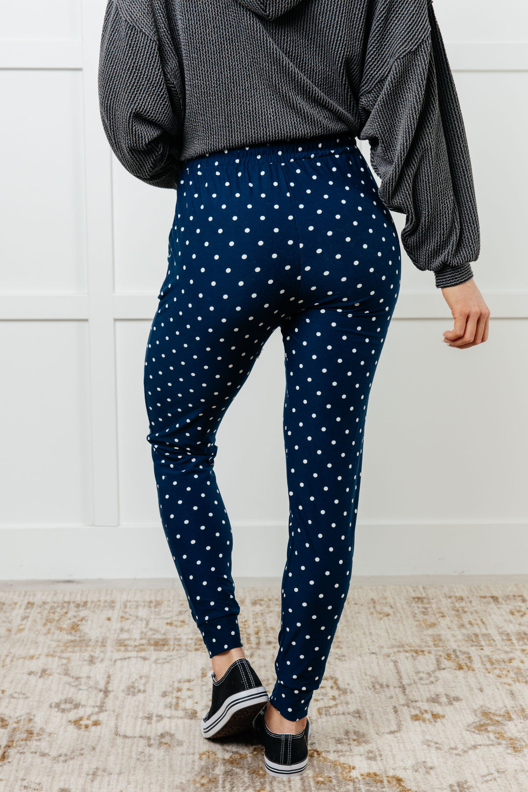 Your New Favorite Joggers in White Polka Dot-Pants-Inspired by Justeen-Women's Clothing Boutique